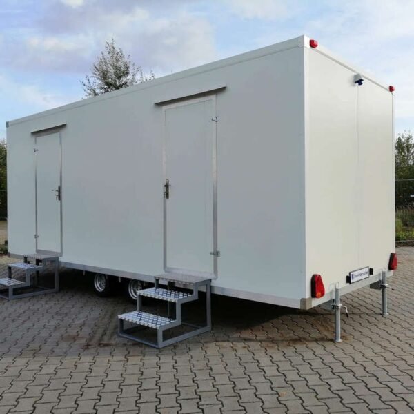 Remorque Sanitaire double 5 WC 3 Urinoirs 6×2,40 mètres